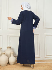 Front Open Abaya/Burqa with White Georgette Hijab