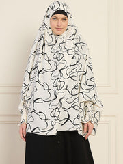 White Printed Free Size Prayer Khimar