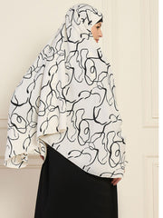 White Printed Free Size Prayer Khimar