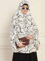 White Printed Free Size Prayer Khimar