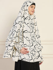 White Printed Free Size Prayer Khimar