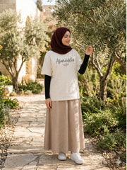 Alhamdulillah Modest Off White T-Shirt for Women