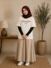 Alhamdulillah Modest Off White T-Shirt for Women