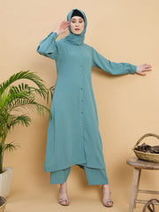 Front Open Modest Co-ord Set with Matching Hijab