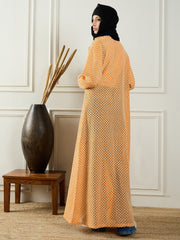 Cotton Knitted Front Open Yellow Shrug For Women Paired with Black Georgette Hijab