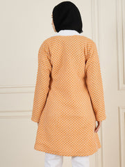 Front Open Cotton Knitted Orange Jacket