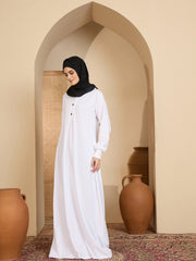 White Hooded Jersey Abaya for Modest Women