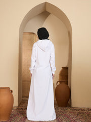 White Hooded Jersey Abaya for Modest Women