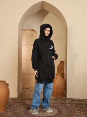 Modest Black Fleece Winter Sabr Hoodie for Women