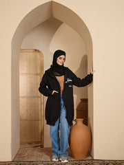 Modest Black Fleece Winter Sabr Hoodie for Women