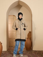 Modest Beige Fleece Winter Sabr Hoodie for Women