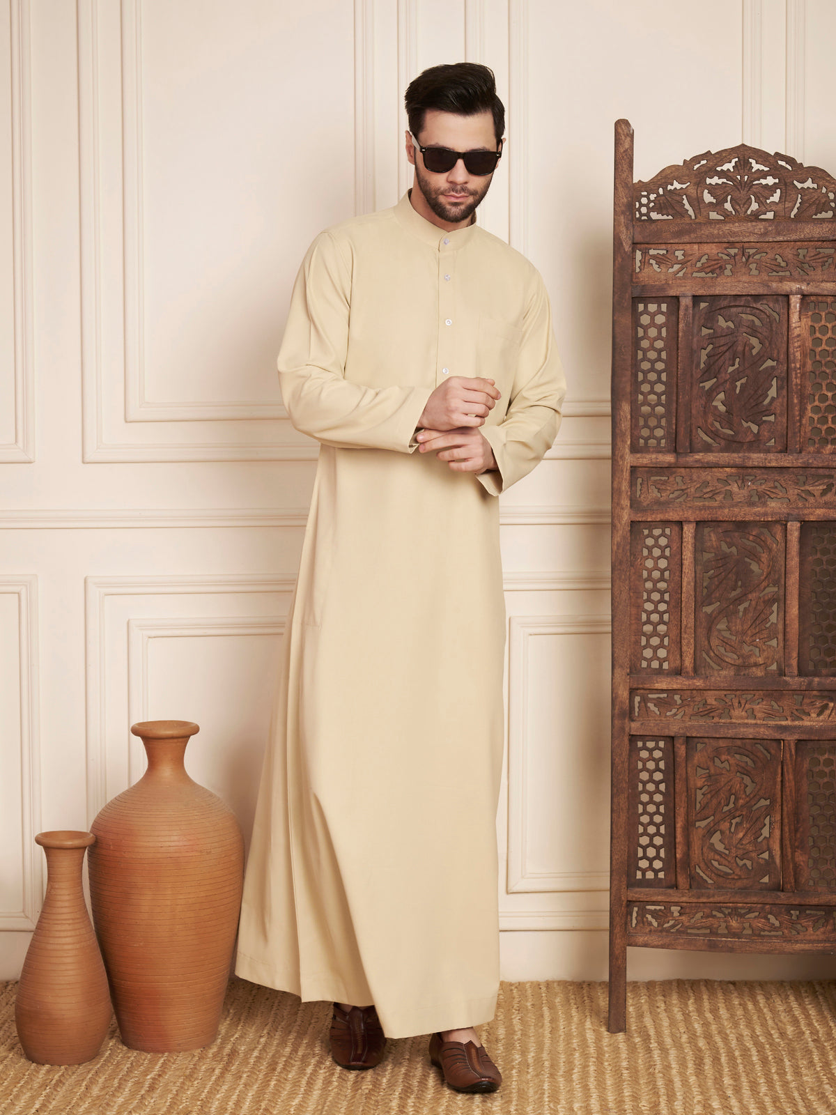 Solid Poly Cotton Thobe for Men