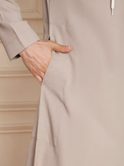 Light Grey Arabic Hooded Thobe for Men