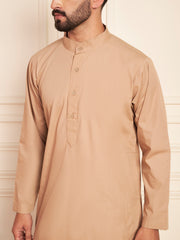 Beige Solid Cotton Thobe for Men