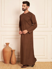 Men’s Brown Cotton Pleated Arabic Thobe