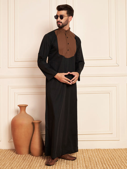 Black & Brown Cotton Arabic Thobe
