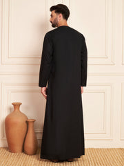 Black Embroidered Arabic Thobe for Men