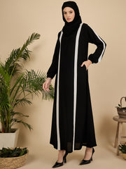 Modest Luxury Black Abaya Burqa with Matching Georgette Hijab