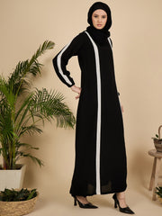 Modest Luxury Black Abaya Burqa with Matching Georgette Hijab