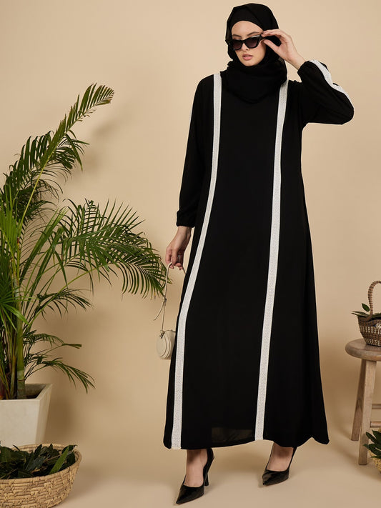 Modest Luxury Black Abaya Burqa with Matching Georgette Hijab
