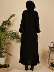 Modest Luxury Black Abaya Burqa with Matching Georgette Hijab
