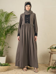 Grey Lace Work Abaya Burqa with Matching hijab