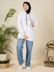 Modest White Fleece Deen Over Dunya Winter Women's Hoodie