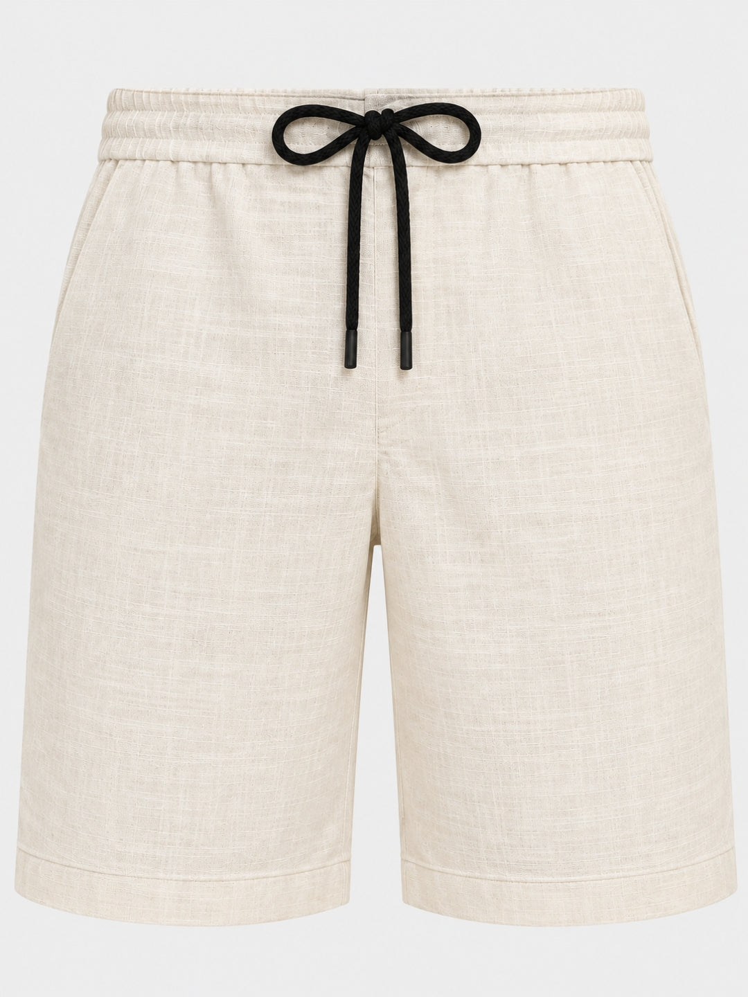 Off White Natural Linen Shorts for Men