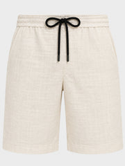 Off White Natural Linen Shorts for Men