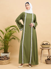 Modest Lace Abaya Burqa with White Georgette Hijab