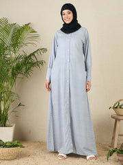 Front Open Printed Abaya Burqa with Black Hijab