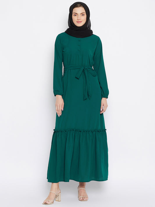 Frill Abaya Dress for Women with Black Georgette Scarf