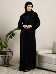 Embroidered Black Abaya for women with Black Scarf