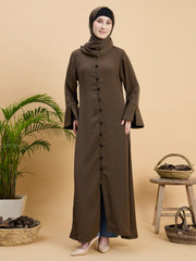 Front Open Modest Oat Abaya Burqa with Matching Hijab