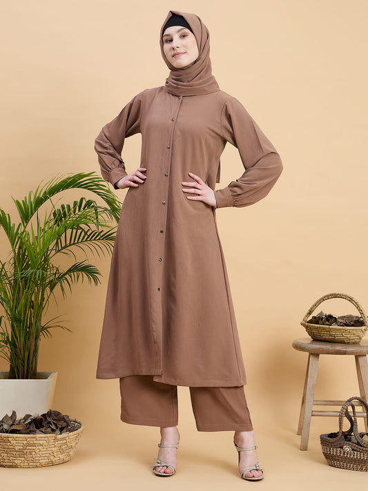 Modest Front Open Co-ord Set with Matching Hijab