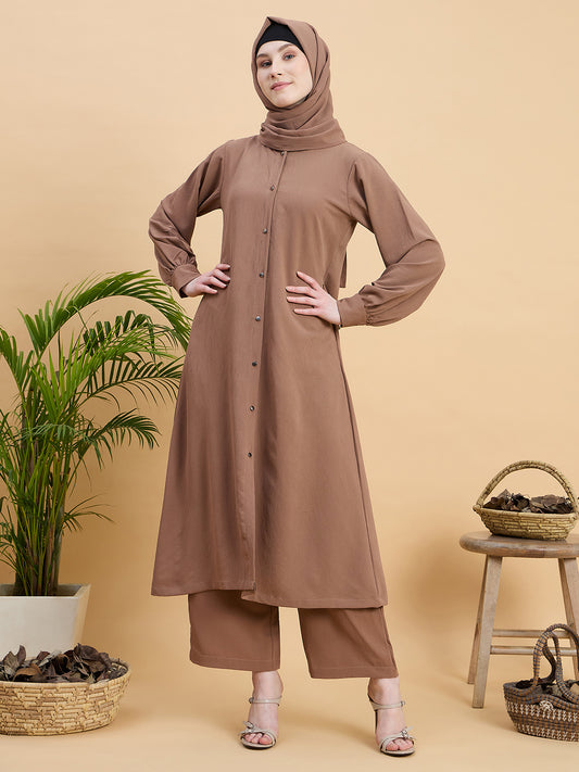 Modest Front Open Co-ord Set with Matching Hijab