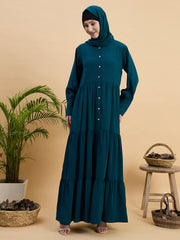 Modest Solid Green Abaya Burqa with Matching Hijab