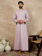 Men's Solid Mandarin Collar Long Sleeves Cotton Arabic Thobe