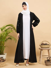 2 Piece Modest Luxury Abaya with White Georgette Hijab
