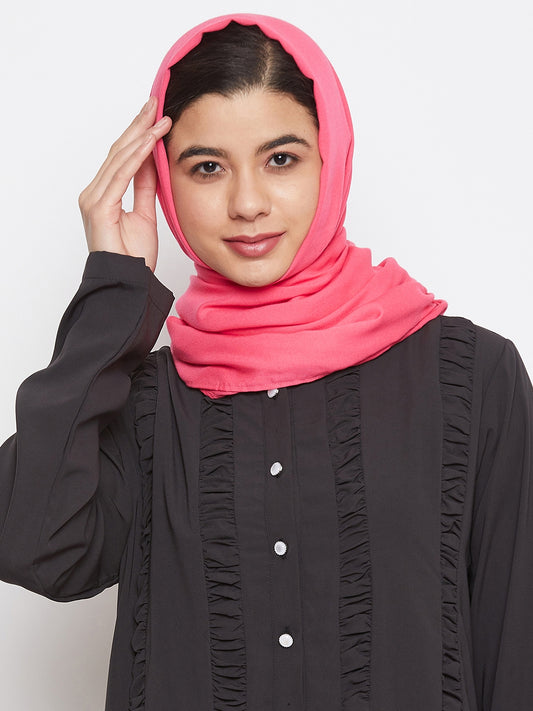 Pink Solid Everyday Use Rayon Hijab Stole For Women