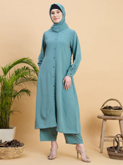 Front Open Modest Co-ord Set with Matching Hijab