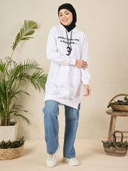 Wow Modest Winter Wear – White Fleece Hoodie for Women