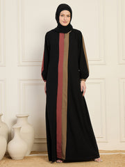 Three Color Design Solid Nida Matte Abaya Burqa With Black Georgette Hijab