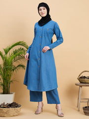 Modest Front Open Denim Co-ord set for women