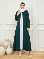 2 Piece Handwork Abaya with White Georgette Hijab