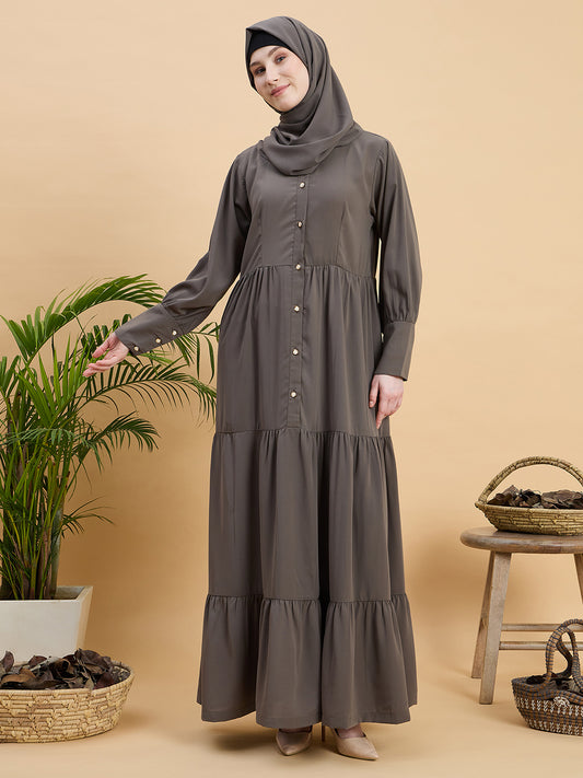 Modest Grey Abaya Burqa with Matching Hijab