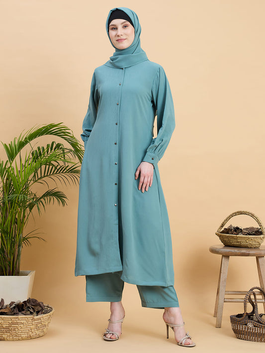 Front Open Modest Co-ord Set with Matching Hijab