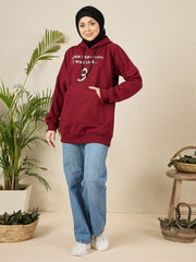 Wow Modest Winter Wear – Maroon Fleece Hoodie for Women