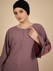 Embroidered Modest Pink Abaya Burqa with Matching Hijab
