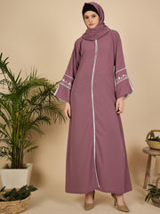 Modest Embroidered Pink Abaya Burqa with Matching Hijab